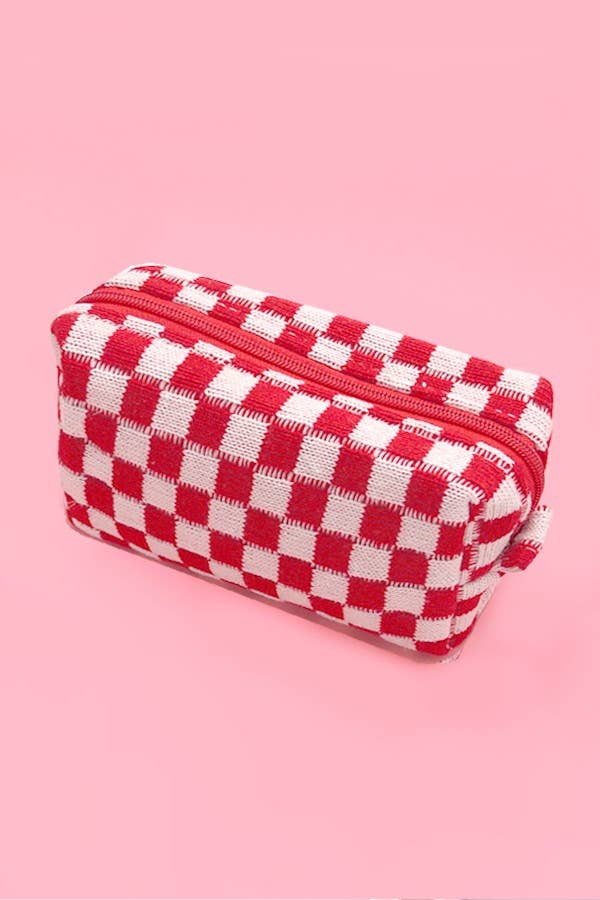 CHECKED MAKEUP COSMETIC POUCH