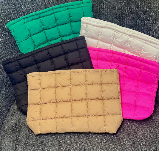 QUILTED PUFFY COSMETIC POUCH